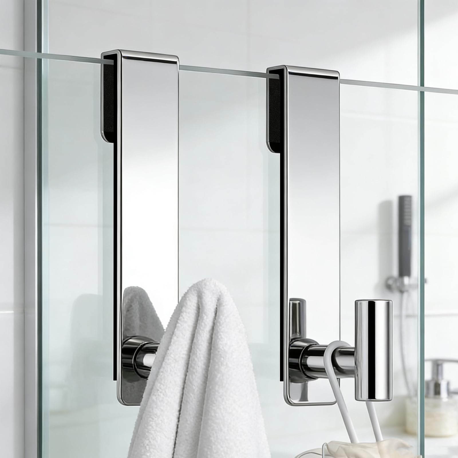 PMMASTO 7.5 Inch Shower Door Hooks, Polished Silver- T Shape