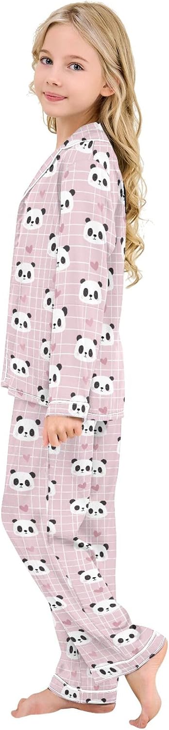 Silk Pajama Sets Long Sleeve Pajamas Soft Sleepwear 2 Piece Pjs Set