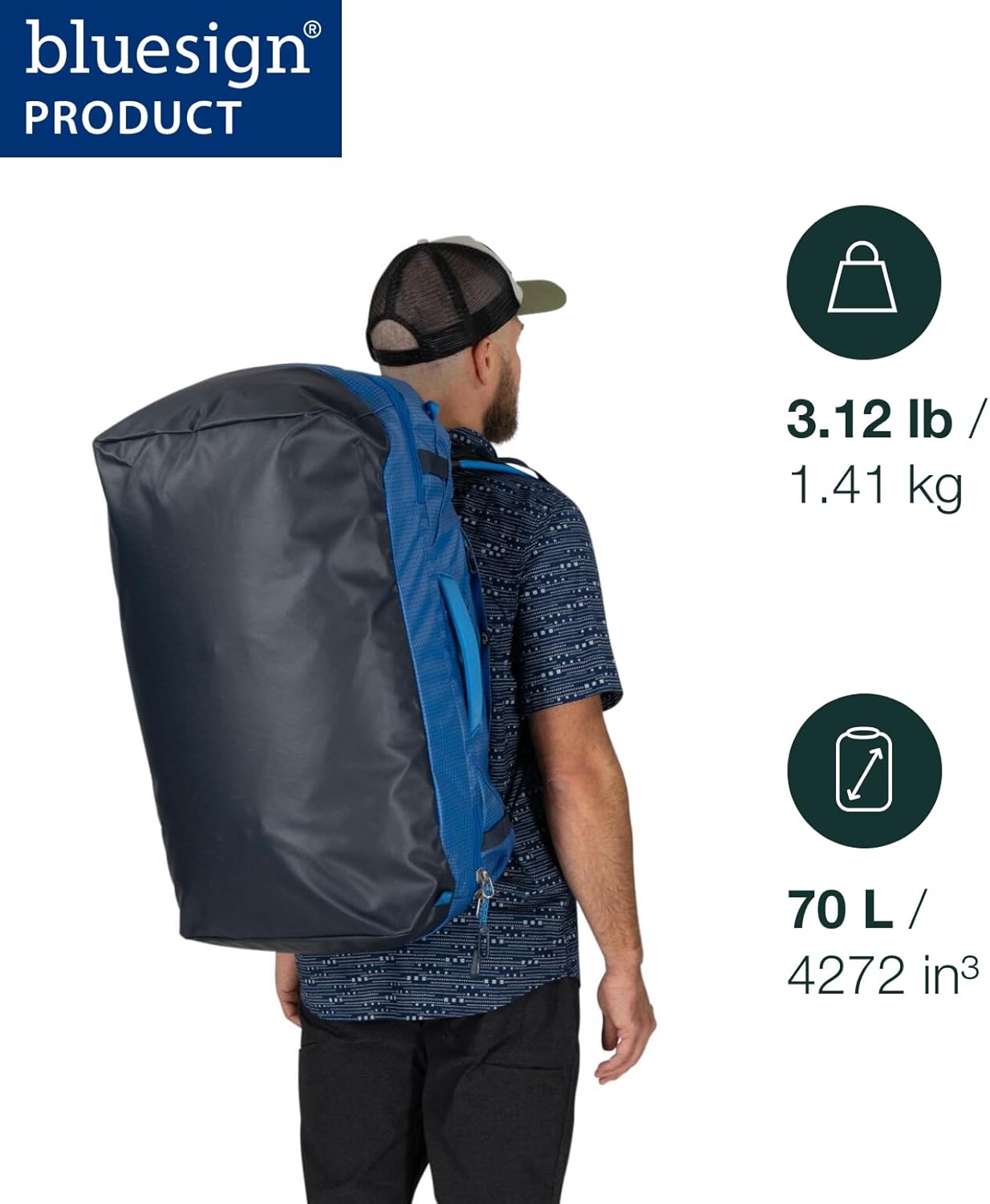 Osprey Transporter Durable Squffel Bag - Water Resistant Square Split Travel Duffel Backpack - Image 2