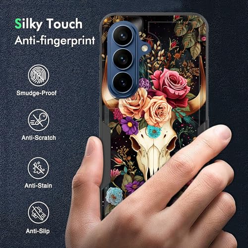 KJFHDJFDH for Galaxy S26 Case,Dual Layer Hybrid Heavy Duty Rugged Shockproof Hard PC +Soft Silicone Protective Case for Samsung Galaxy S26 6.3" 2026,Deer Skull Flower - image 5