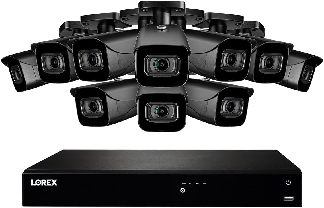 Lorex Technology, Lorex N4K3-1610BB 16 Channel 4K Surveillance System with N862A63B 3TB 4K Fusion NVR and 10 E841CAB 8MP Bullet Cameras