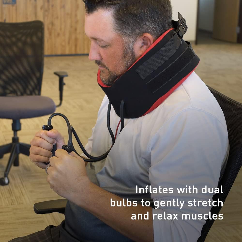 User inflating the TracCollar while seated