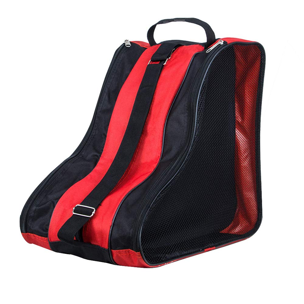 Ice Skate Roller Bag - Inline Skates Carry Bag with Shoulder Strap for Kids Adults Red