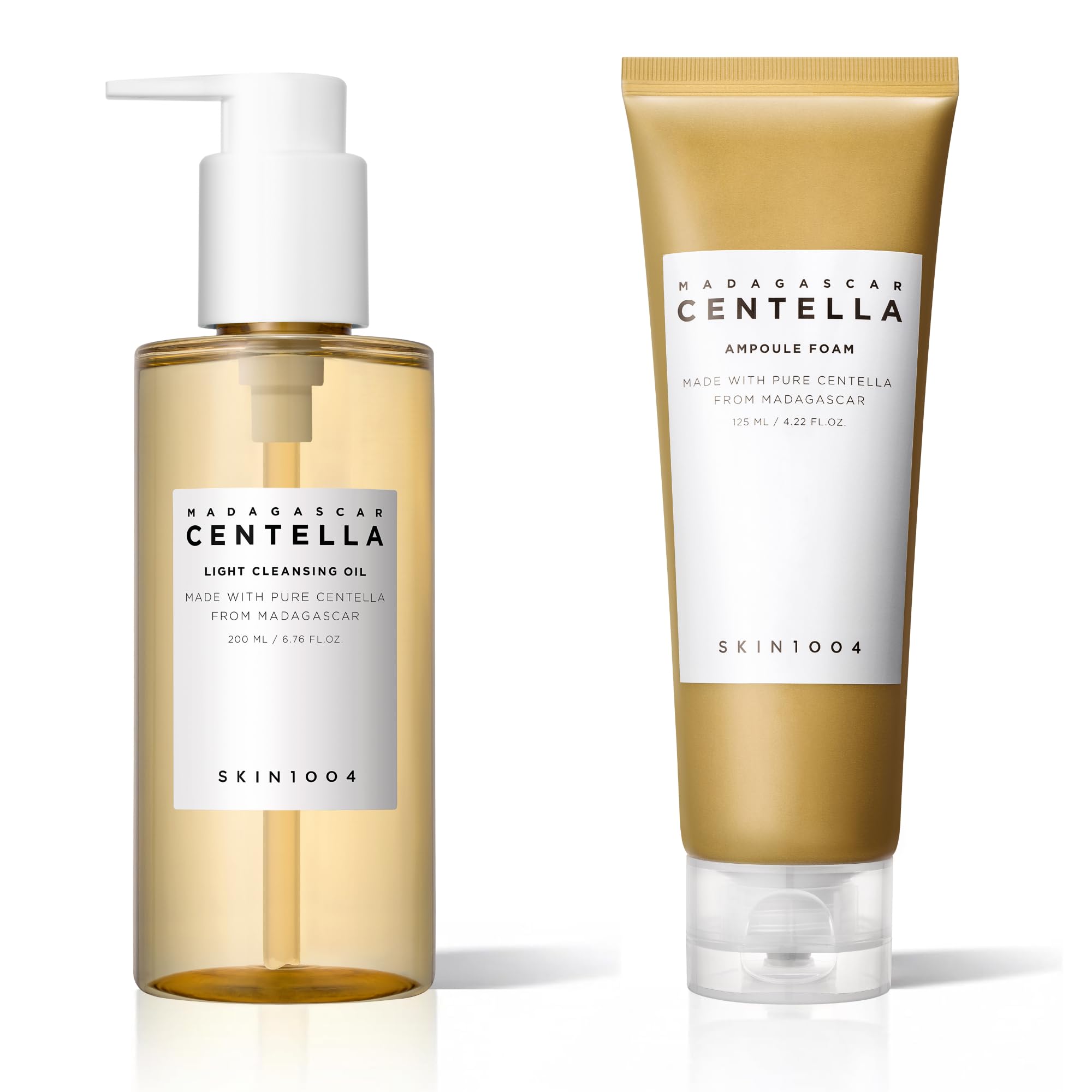 SKIN1004 Madagascar Centella Double Nettoyage – Huile Démaquillante 200 ml + Mousse Nettoyante 125 ml – Routine Coréenne Peaux Sensibles – Bundle Assemblé