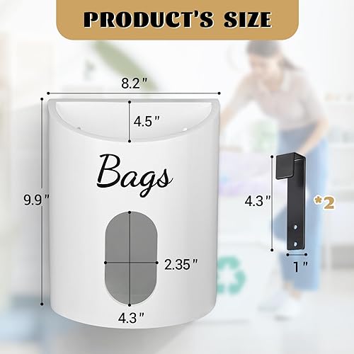 Miniatura 6 de PICKKROSS Soporte rústico para bolsas de comestibles, organizador de bolsas de plástico de montaje en pared con percha, soporte para bolsas de