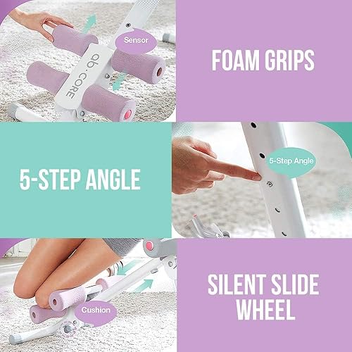 Miniatura 10 de leikefitness Entrenador abdominal de altura ajustable para todo el cuerpo abdominal, máquina de entrenamiento de cintura, tóner de núcleo, piernas,