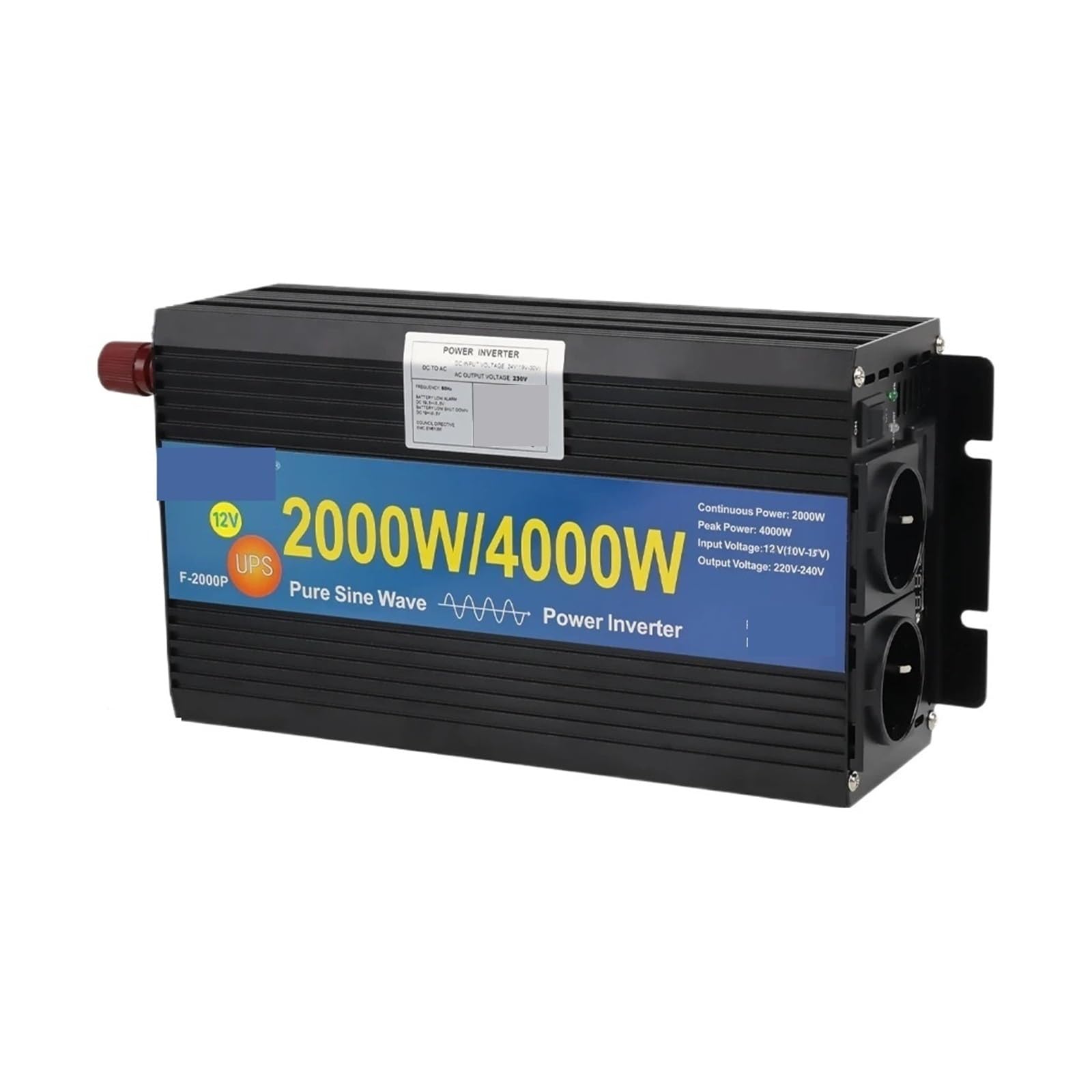 2000W 4000W czysta fala sinusoidalna przetwornica napięcia ładowarka UPS DC 12V 24V do AC 220V 230V uniwersalne gniazdko(12V)
