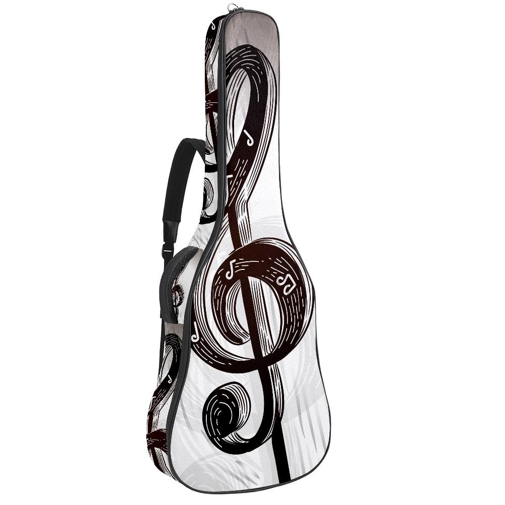 Gitarrentasche, volle Größe, 99 cm, 101,6 cm, 104,1 cm, für Akustikgitarre, Konzertgitarre, 10 mm dick, gepolstert, Musiknotation, grau, wasserdicht, mit Tasche, verstellbarer Schultergurt