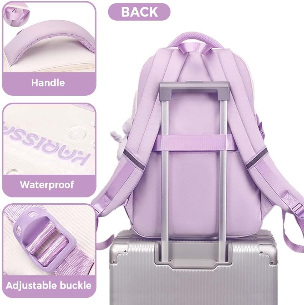 Womens Girls Backpack for School Cute Aesthetic Large Laptop Backpack Kawaii Preppy Teen Kids Bookbag Travel Daypack (Blue,S) - Image 5