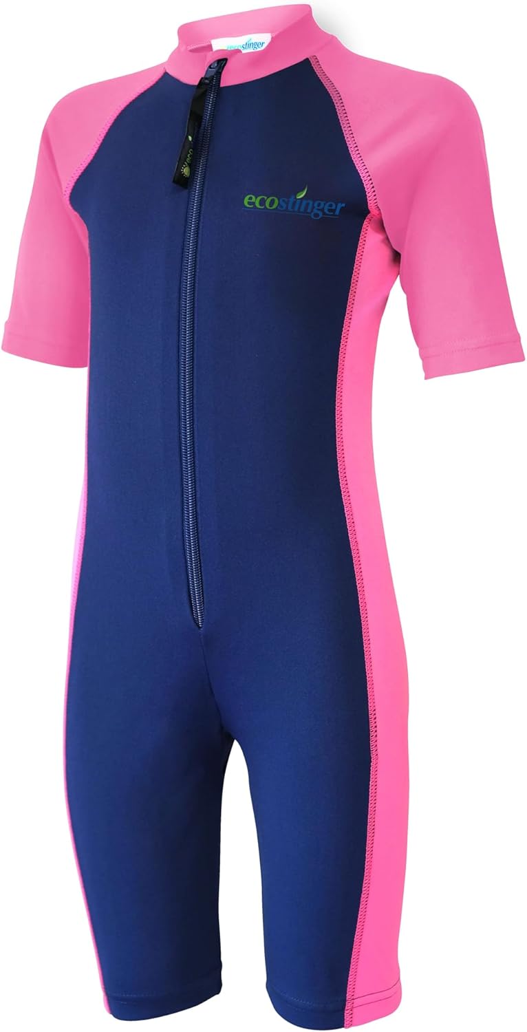 EcoStinger® Girls One Piece Sunsuit UV Protective Swimsuit Chlorine Resistant UPF50+ Navy Pink
