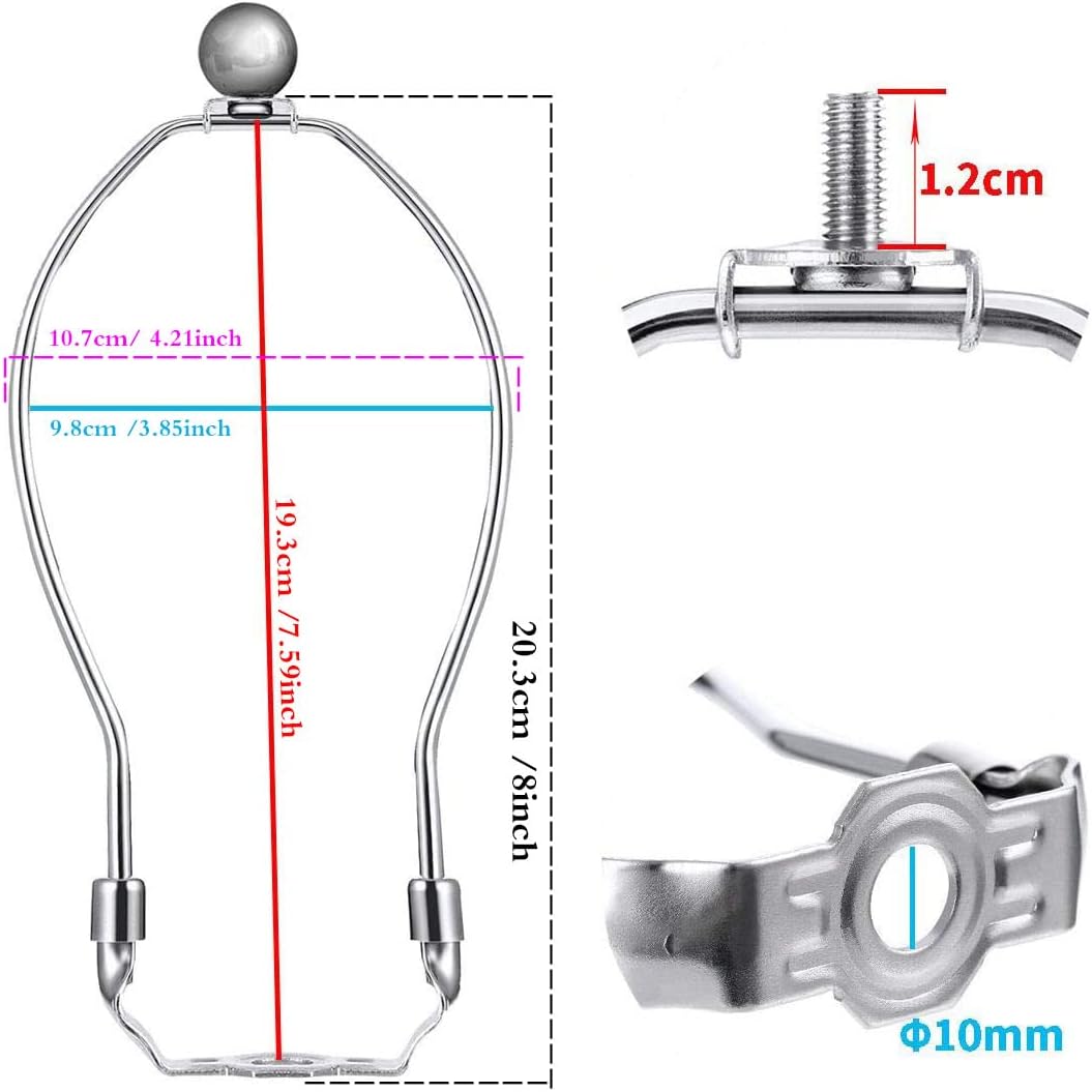 2 Pcs 8 inch Lamp Harp Holder for Table and Floor Lamps (Chrome Polished)