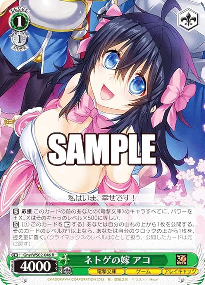 ヴァイスシュヴァルツ 電撃文庫 ネトゲの嫁 アコ sp サイン Amazon.co.jp: ヴァイス Gny/WS02-046 ネトゲの嫁 アコ (R レア