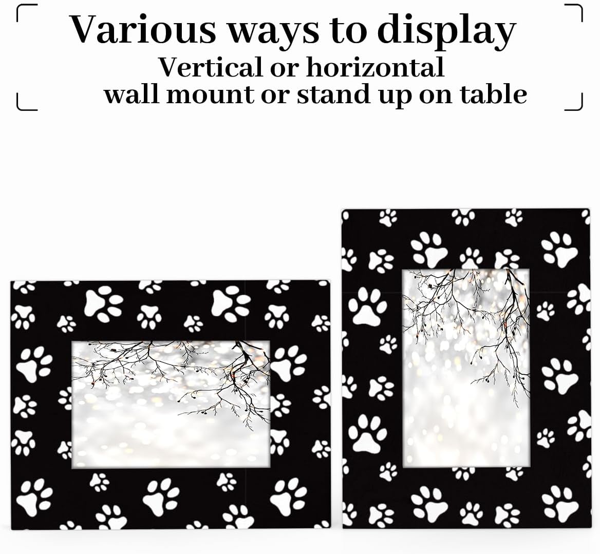 Dog Paw Print 8x10 Picture Frame Wooden Photo Frames for Tabletop and Wall Display, Picture Frame Home Decor(Cute Black)