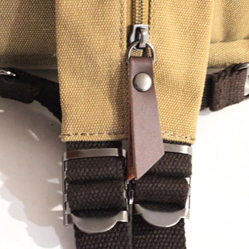 Miniatura 4 de SULFUR - Mochila cruzada duradera de cuero de lona para viajes, campamento y al aire libre, mochila para hombres y mujeres, Caqui, Mochila