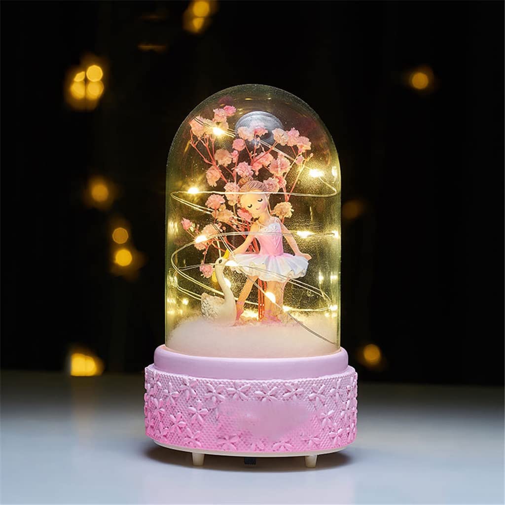DKIUGL Crystal Ball LED Music Box Girl Birthday Gift Home Decoration Child Princess Dancing Sky