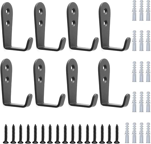 BOSIRAI Ganchos de pared resistentes extra gruesos de metal puro, tornillo de doble agujero, instalación más firme, gancho para abrigos, llaves,