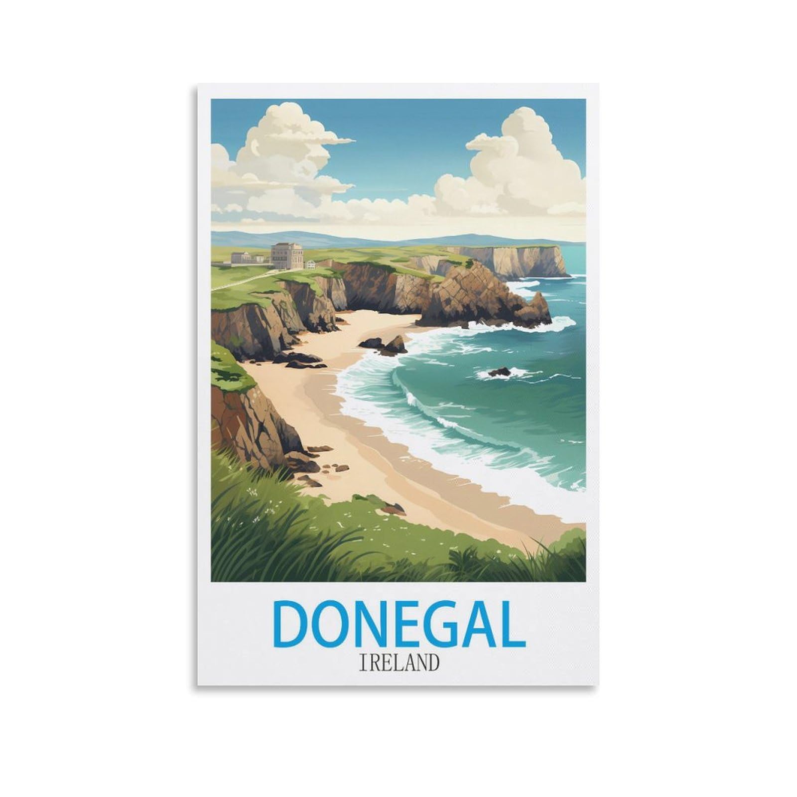 ZBBGGOZ Donegal Ireland Vintage Travel Posters 08x12inch(20x30cm) Canvas Wall Posters And Art Picture Print Modern Family Bedroom Decor