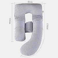 Vista 6 de Almohada de embarazo en forma de U, almohada de cuerpo completo con funda extraíble de algodón lavado, almohada de maternidad de cama múltiple