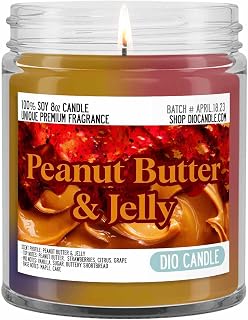 Peanut Butter and Jelly Candle - Smells Like Peanut Butter & Jelly - 100% Naturally Vegan Soy and Premium Fragrance | Great Gift | Handmade in Denver, Colorado (8oz Glass Jar)