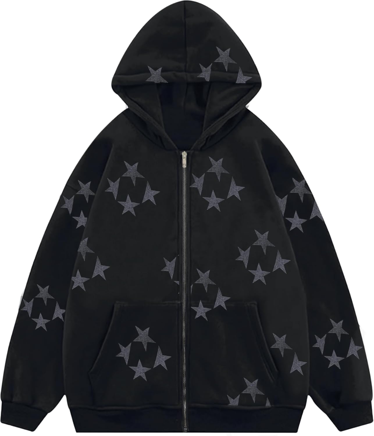 Tuislay Women Star Graphic Zip Up Hoodies Y2k for Teen Girls Oversized Streetwear E-Girl 90s Baggy Grunge Sweatshirt Jacket