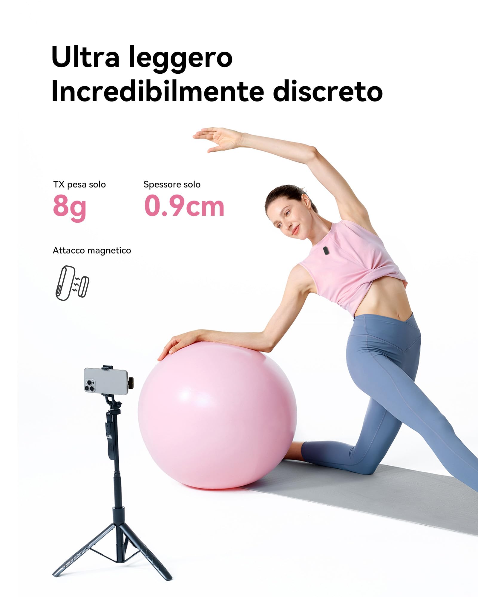 Hollyland LARK A1 Duo - Mini microfono wireless per iPhone 15/16 e Android (2 TX + RX USB-C + custodia di ricarica), microfono magnetico per YouTube, TikTok, podcast, interviste (Nero)