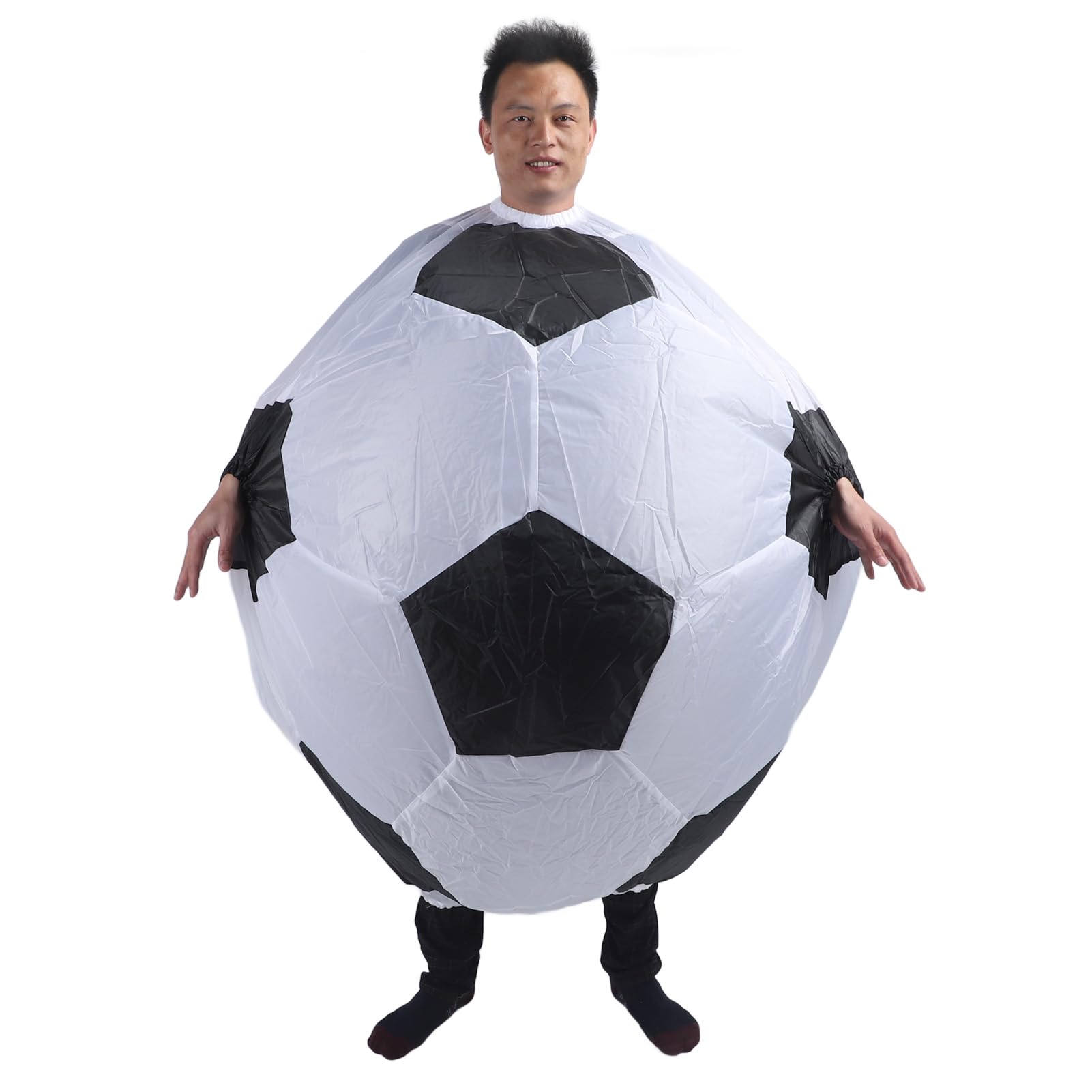 Naroote Inflatable Soccer Costume, Football Carnival Outfit, Party Blow Up Attire with Air Blower, Ideal for Cosplay, Role Play & Cheerleading