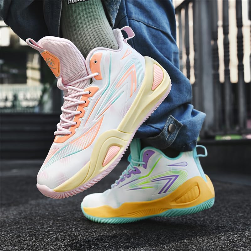 Girls Boys Basketball Shoes Big Kids Volleyball High Top Fashion Non Slip Comfortable Indoor Outdoor Sport Sneakers Unisex Child