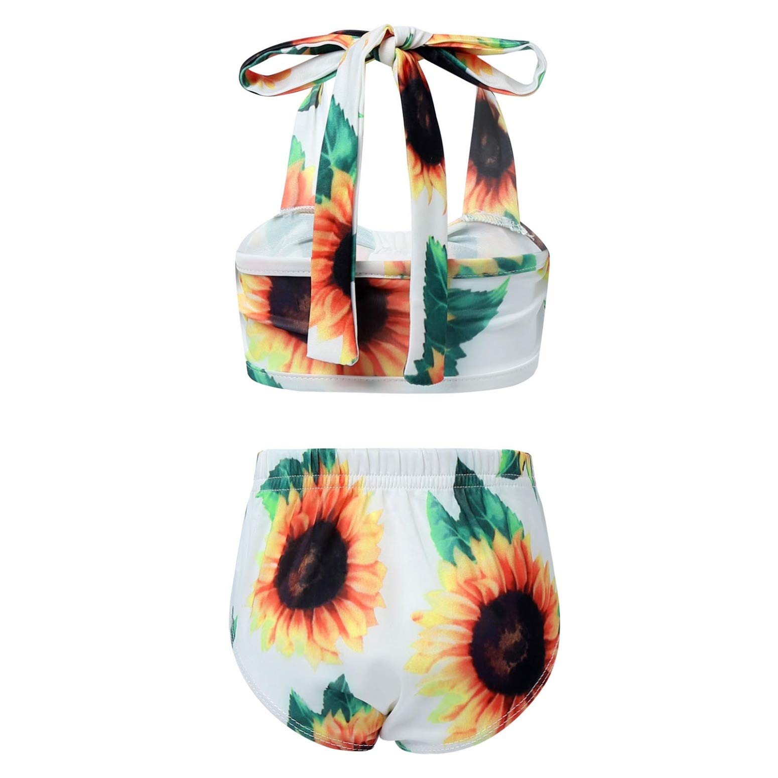 Kaerm Baby Girls 2 Pcs Bikini Set Halter Tube Top Floral Bottom Panties Swimsuits Summer Bowknot Beachwear Sunflower 3-6 Months