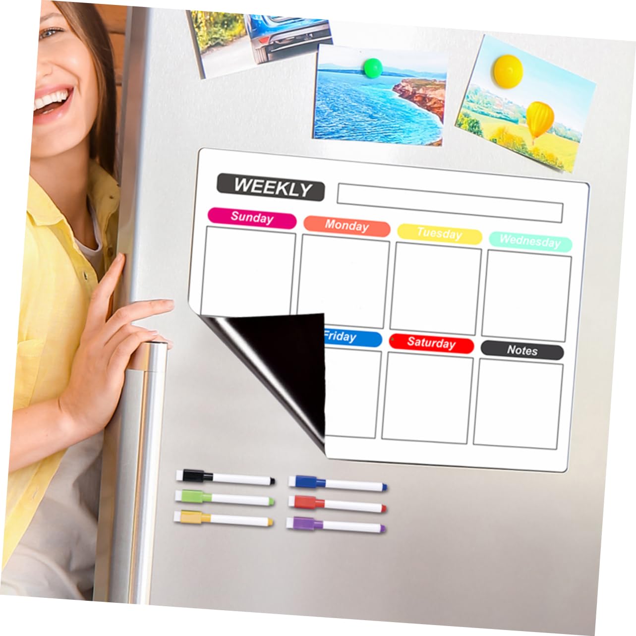 TEHAUX 5 Set bacheca magnetica agenda settimanale frigo magnetico tampone lavagne cancellabili planner settimanale lavagna magnetica agenda giornaliera tavola del pianificatore plastica