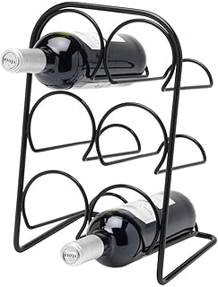 CKB LTD Pisa® stojak na wino wolnostojący – 6 butelek – metalowy uchwyt mieści 6 butelek – satynowe czarne wykończenie | również pomieści butelki szampana prosecco