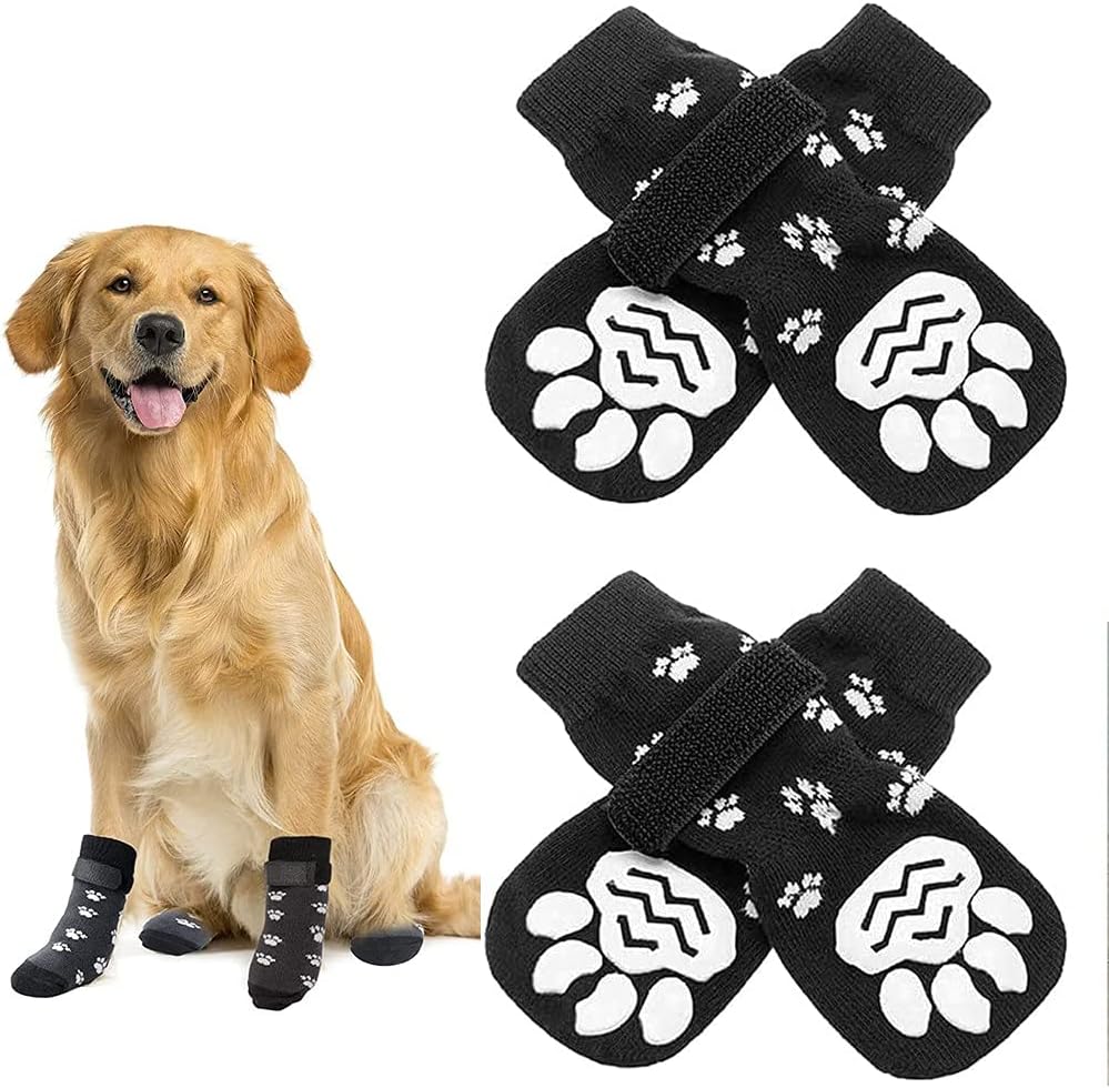 OOMYL Non Slip Dog Socks with Adjustable Straps, Dog Paw Protectors for Indoor Hardwood Floors Traction Control