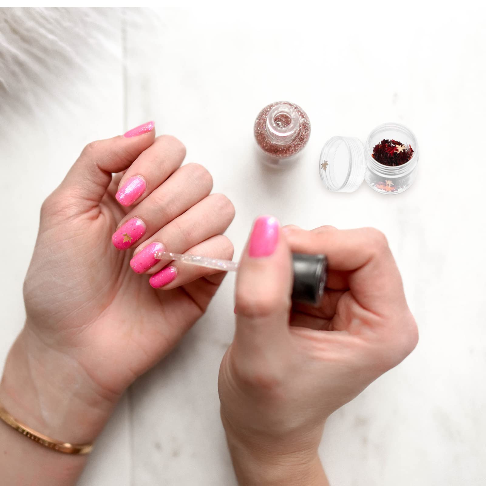 Didiseaon 6 Pezzi Glitter per unghie in acero strenne natale gel unghie colorati Adesivi per unghie 3d adesivi per unghie margherita adesivo per manicure paillettes per unghie foglia d'acero