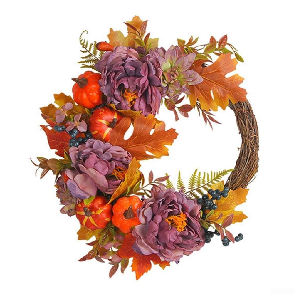 Couronne d'automne de style rustique 35 cm avec pivoines artificielles