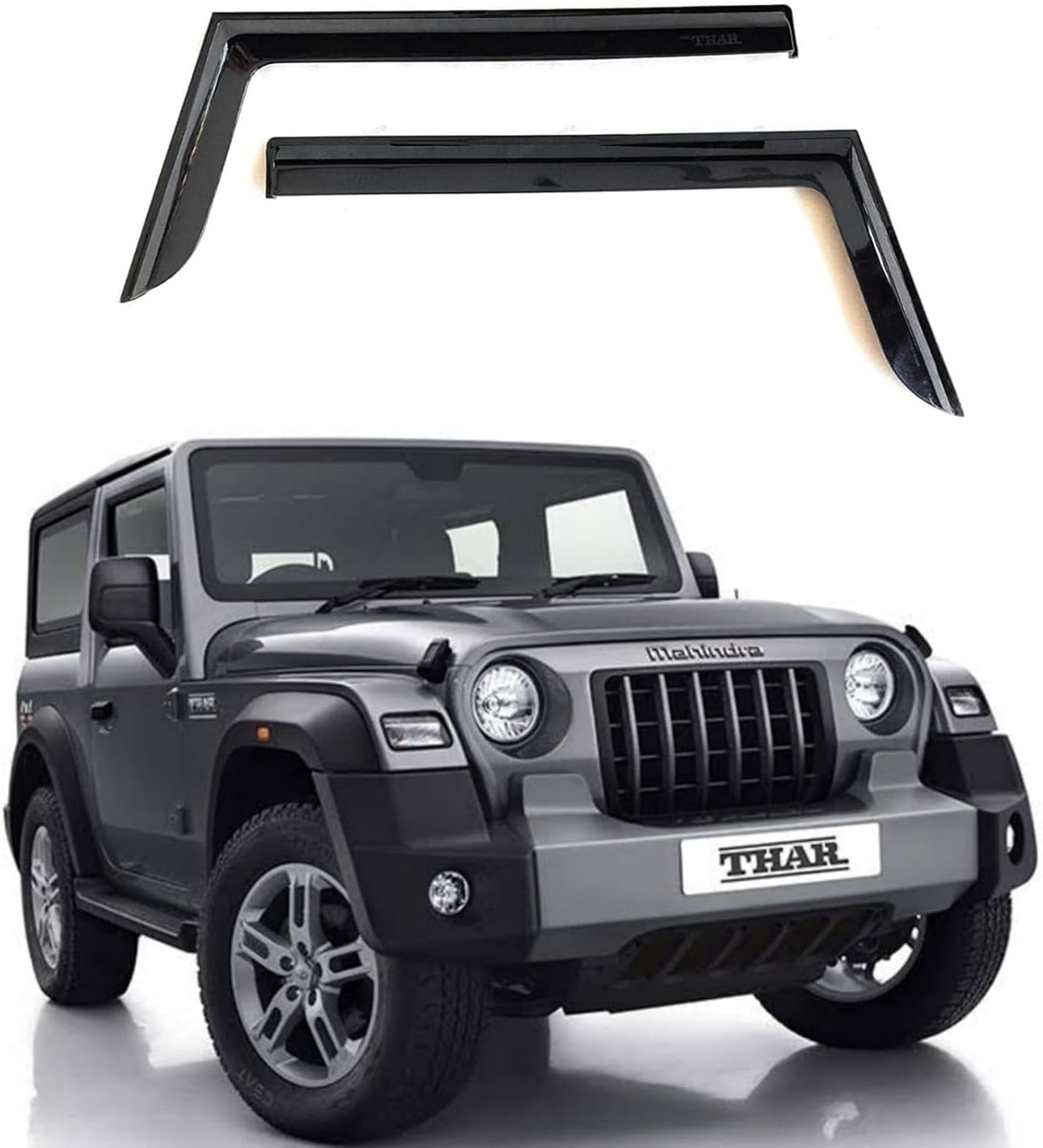 Premium Non-Breakable CAR Door Window Visor Wind Rain Guard Deflector Trim for Front & Rear Left/Right Door Visor - Compatible with Mahindra Thar (2020Onwards)
