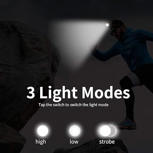 Miniatura 7 de BORUIT RJ-2166 - Linterna frontal LED súper brillante con luz blanca, 3 modos de linterna ajustable, linterna impermeable IPX4, ideal para correr,