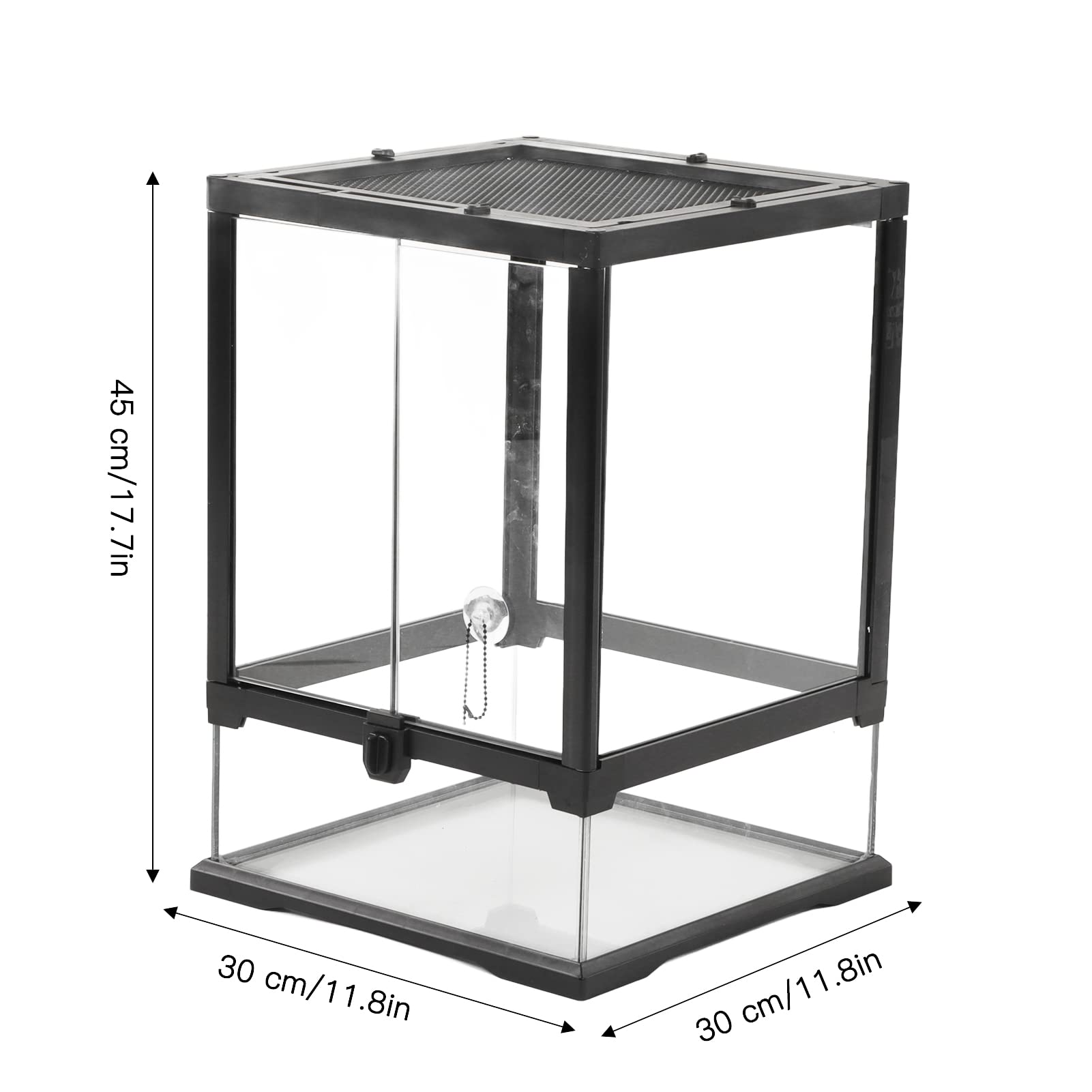 Szklany Zbiornik do Terrarium dla Gadów, Uniwersalny, Odporny na Ucieczkę Przezroczysty, Oddychający Zbiornik z Lasu Deszczowego dla Gadów, Obudowa do Terrarium Siedliskowego dla Gadów dla Małych Gadó