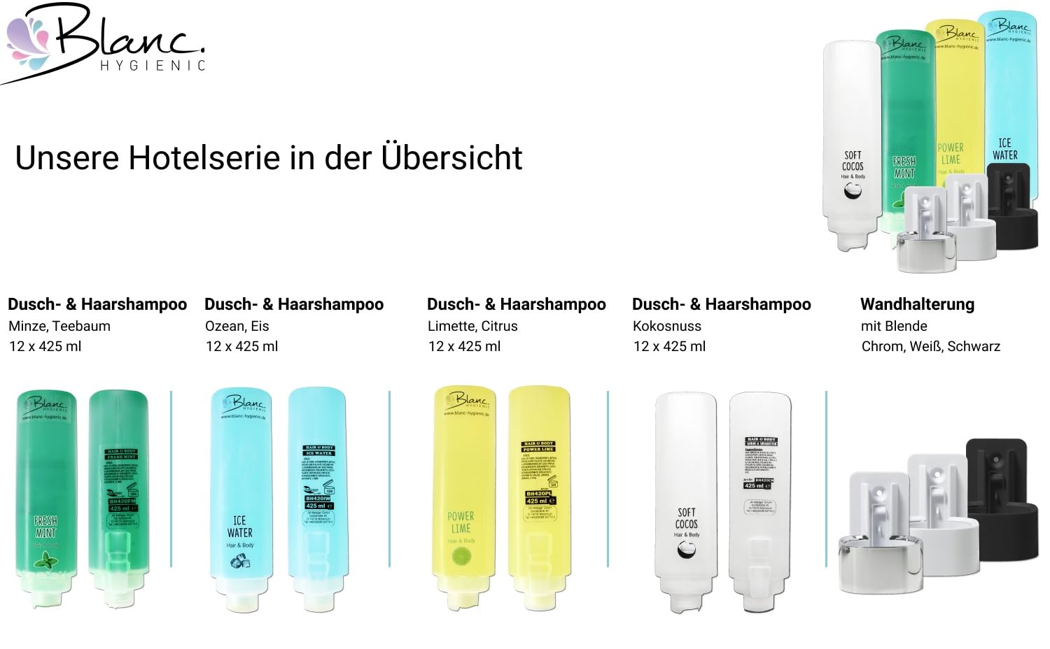 SET Hair & Body Power Lime 12x425 ml Duschgel Shampoo | 12x425 ml Hair & Body, ohne Halterung, Aloe Vera, pH-neutral & dermatologisch getestet