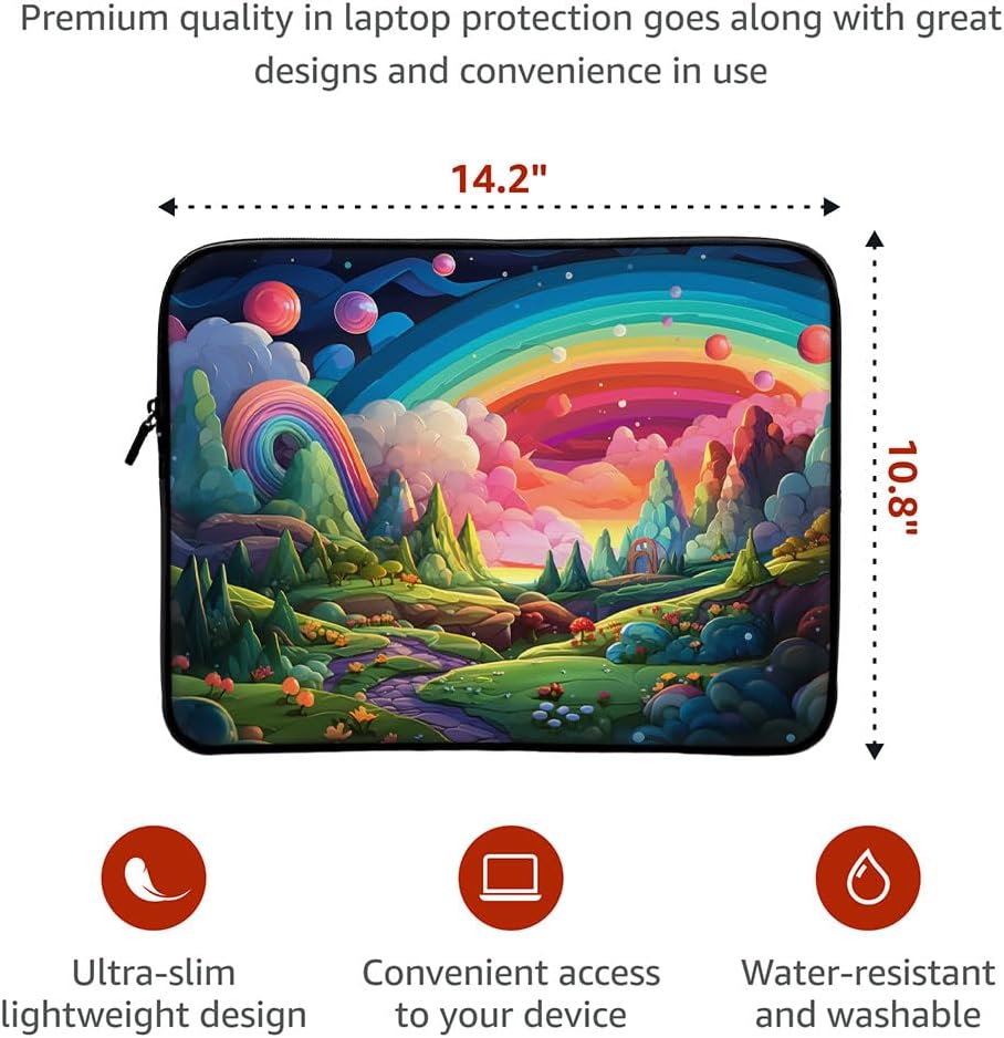 Rainbow Art 2-Sided Print Mac Book Pro 14" Sleeve - Rainbow Lover Present - Art Lover Gift Ideas image 5