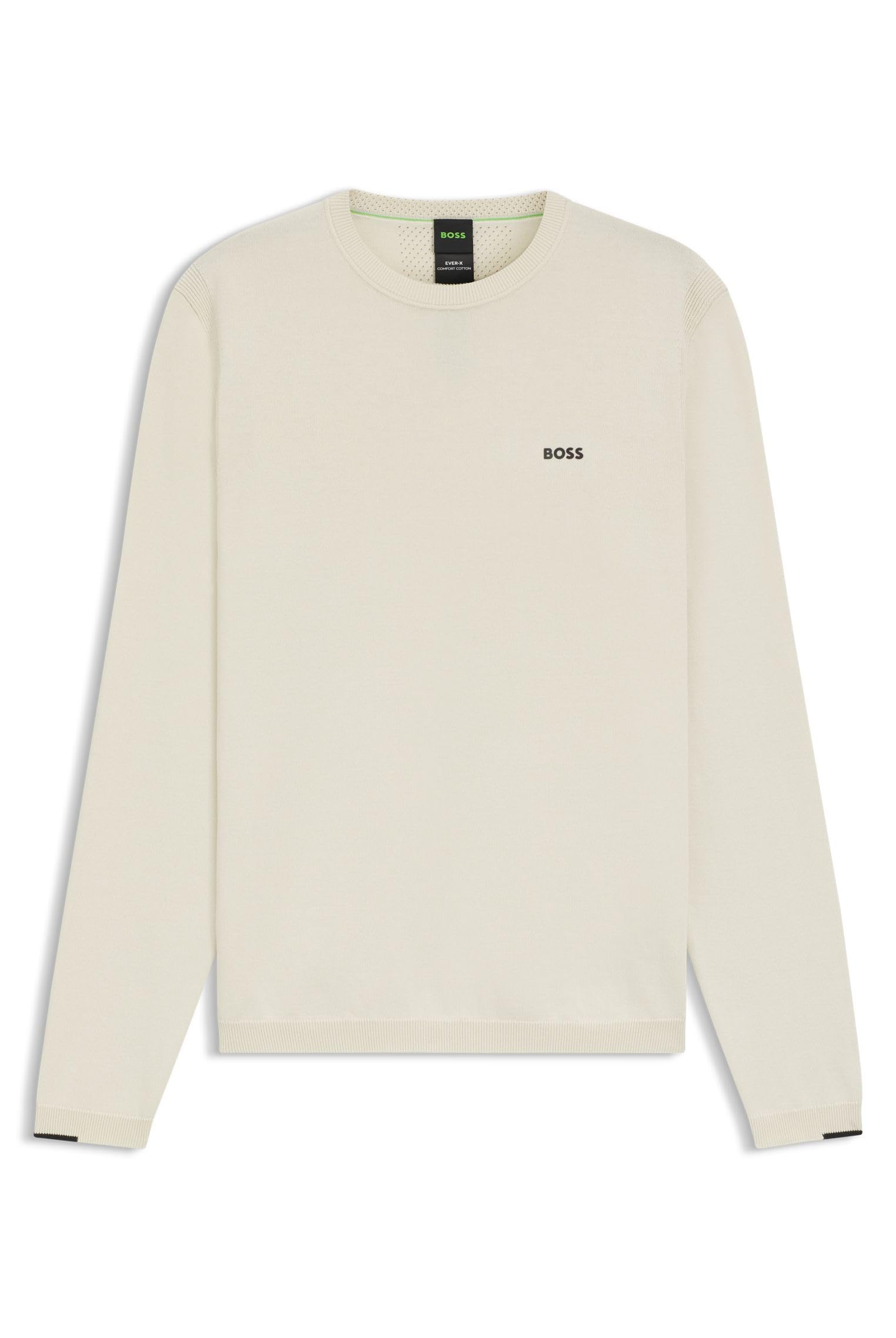 Boss Men's White Green Crew Neck Jumper With Logo Detail in Size 2XL, Sports Direct