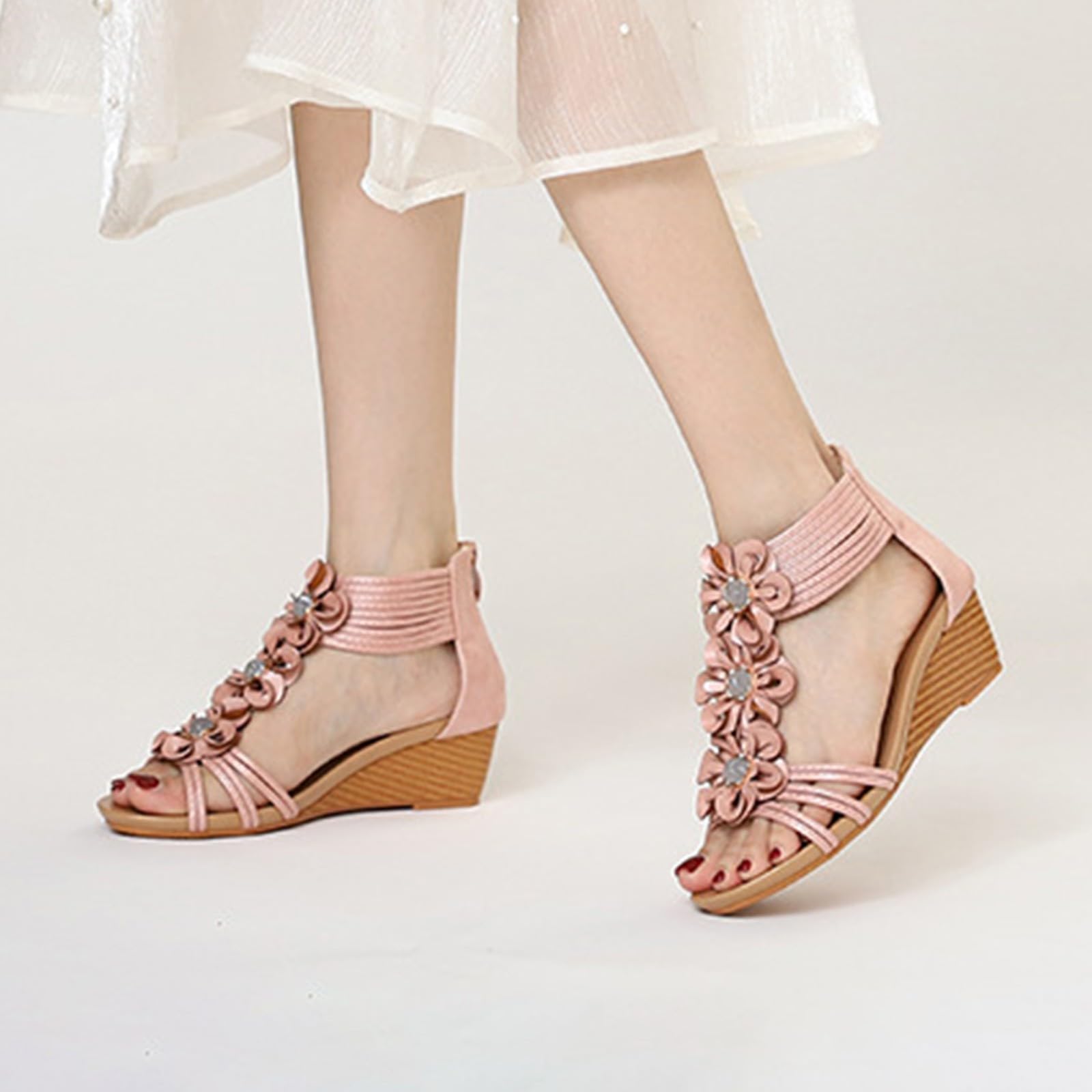 Sandali Boho con Tacco a Zeppa Spesso – Comodi Sandali Espadrillas in Stile Etnico per L'Estate