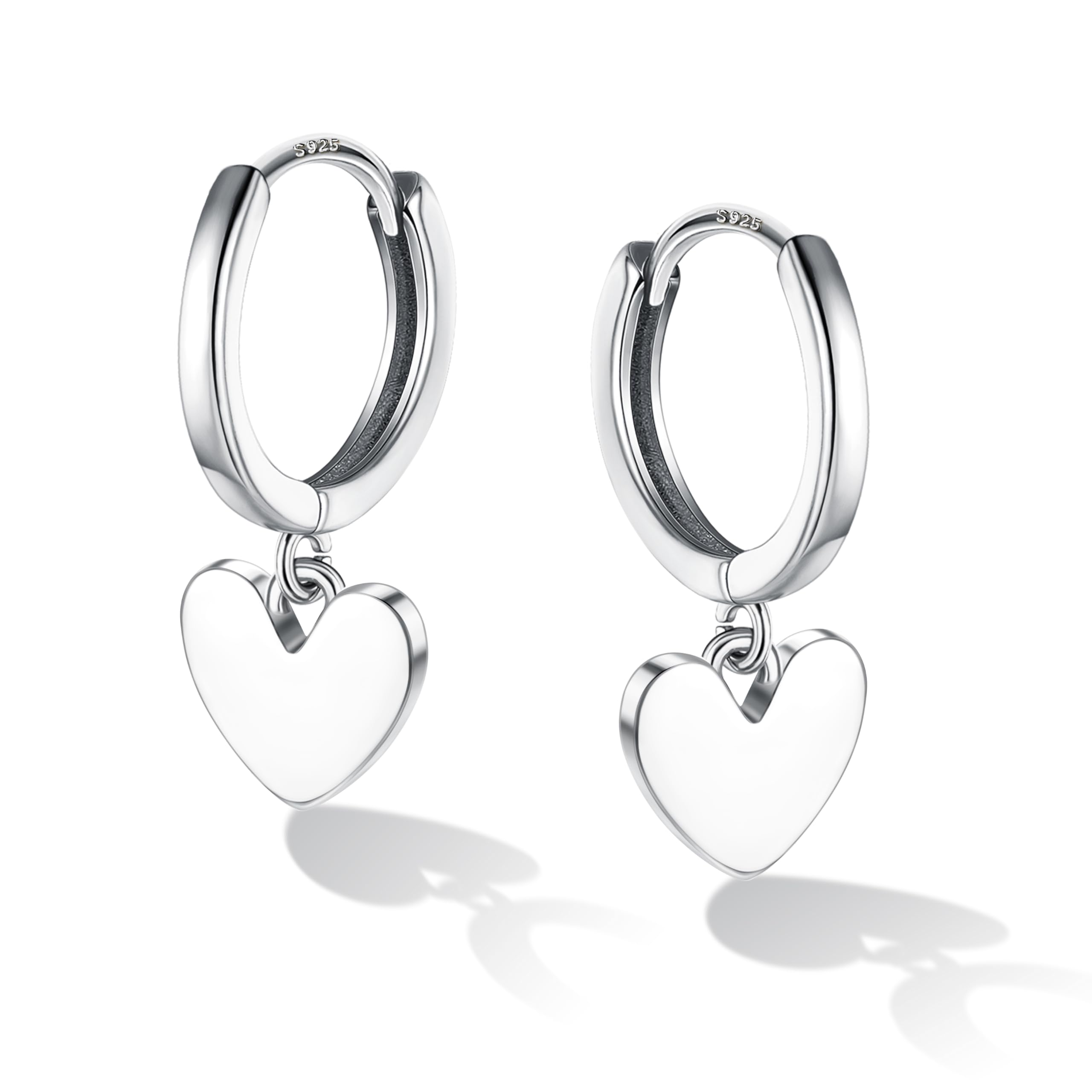 KRFY Orecchini A Cerchio Argento 925 Con Cuore In Zirconia Cubica, Huggie Hoops Ipoallergenici, 30mm