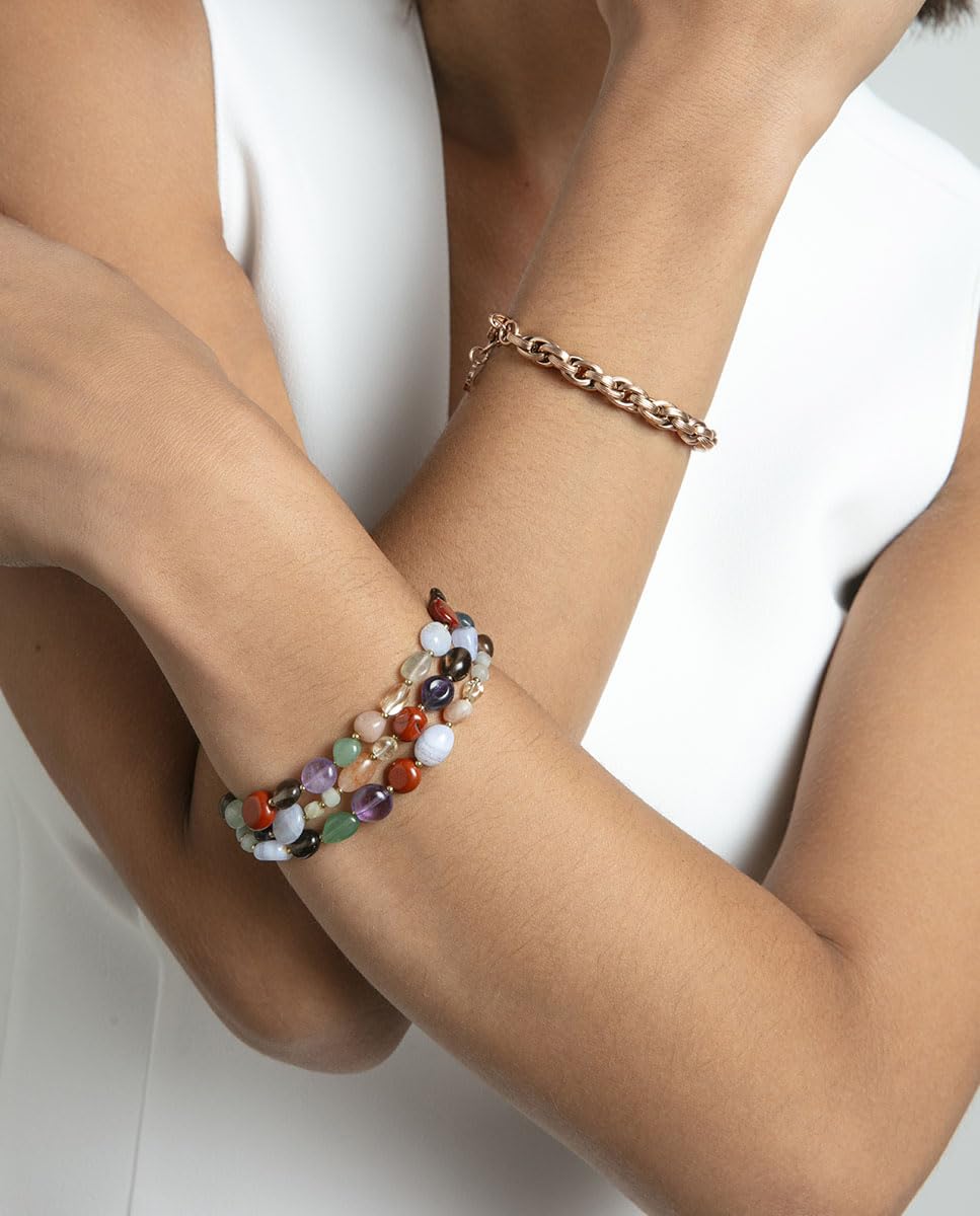 Viceroy Pulsera mujer de acero Ip dorado con piedras naturales