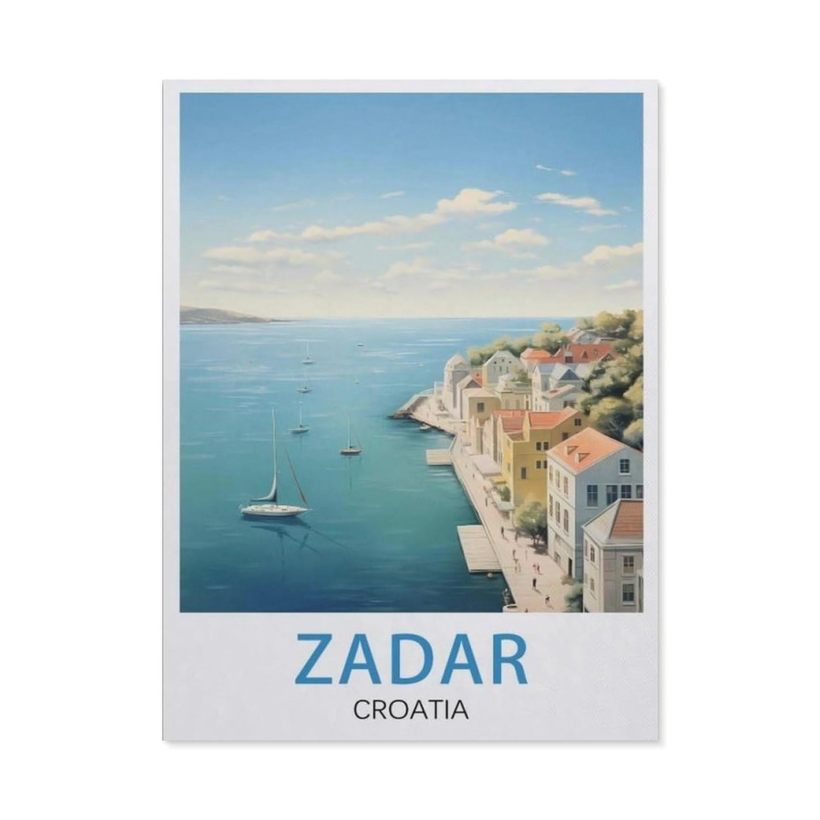 Jigsaw Puzzle 1000 Pieces for Adults，Zadar Croatia Vintage Travel Poster，Kids Teens Large Families Puzzle Game（50x70cm）-AW14