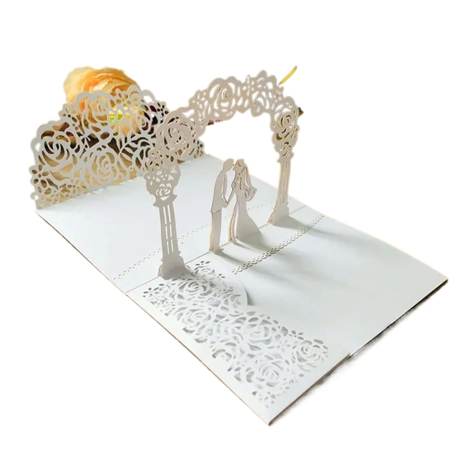 Zaproszenie na ślub Zaproszenia na każdą okazję, zaproszenia ślubne 3D Pop Up z kopertami Wielokolorowe składane opakowanie 10 sztuk(Silver)