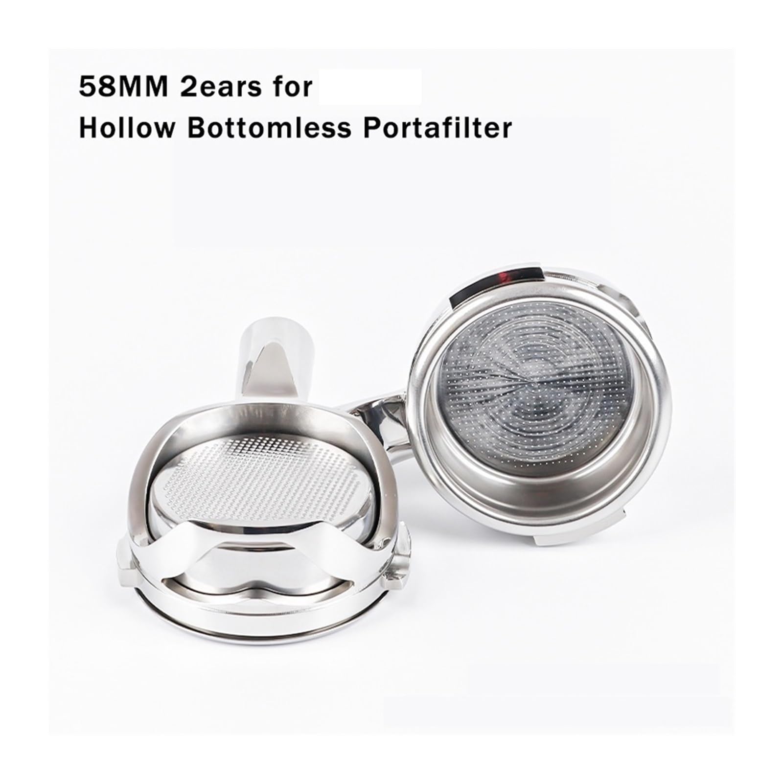 58MM 2 Orejas, Compatible Con WPM, Portafiltro Sin Fondo Hueco For Café, Compatible Con Welhome, Filtro De Mango De Espresso De Acero Inoxidable Kd310510210s330(Compatible for 58MM-Welhome-sil)