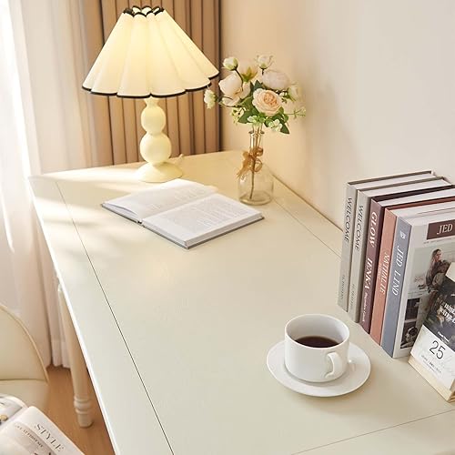 Miniatura 6 de Escritorios blancos de estilo rústico francés con cajones, mesa de computadora de madera maciza de 35 pulgadas para oficina en casa, sala de estar,