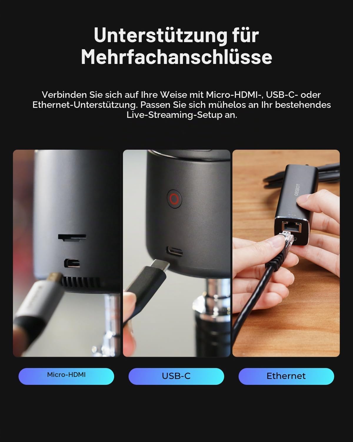 OBSBOT Tail Air NDI 4K Streaming Kamera, KI Tracking PTZ-Kamera with App | Gestensteuerung, HDMI/USB-C, Kabellose Webcam, Videokamera für Livestreaming, YouTube, Kirchen, Creator, Sport(NDI Aktiviert)