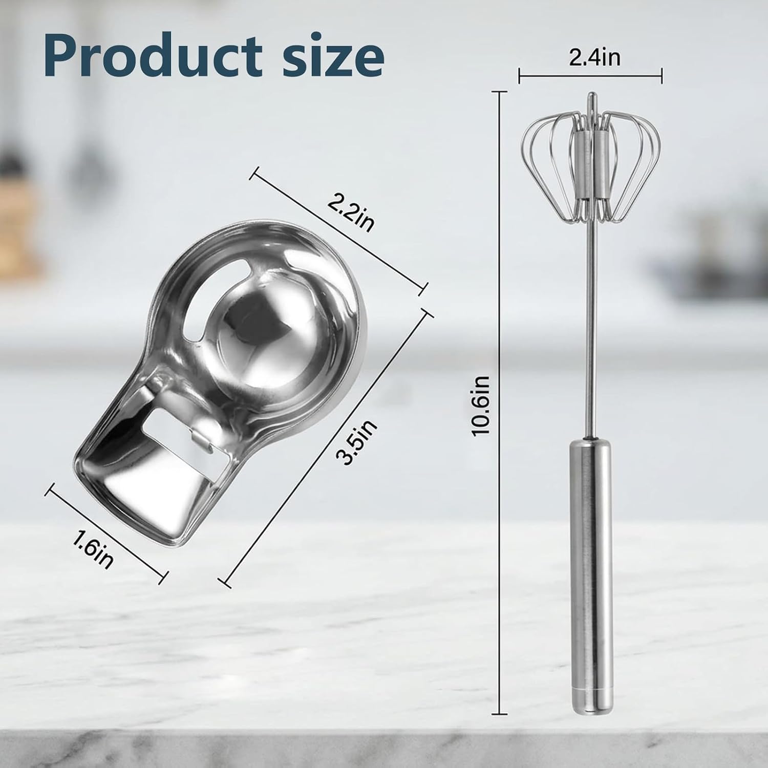 Egg Yolk Separator, Egg Separator for Raw Eggs with Stainless Steel Construction, Efficient Tool for Baking Desserts and Daily Breakfast Preparation, Space-Saving Design for Kitchen Storage
