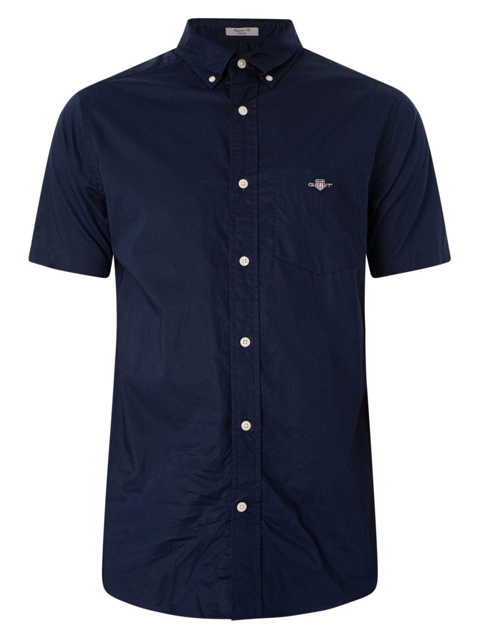 GANT Hombre Camisa Regular De Popelina Manga Corta, Light Blue