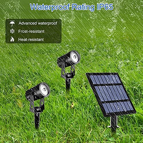 T-SUN Solar Spotlights, 2-in-1 Solar Landscape Spotlights with 9.8ft Cable, 5W Big Solar Panel Run for 12hrs, 2 Lighting Modes, Waterproof Outdoor Solar Uplight for Yard,Pathway,Lawn,Patio Etc.